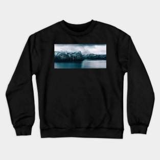 Nordic Winter - Dramatic Coastal Landscape on Cold Moody Winter Crewneck Sweatshirt